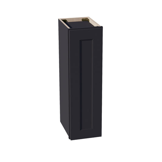 HE-W0930: Ebony Black Shaker 09"W x 30"H 1 Door & 2 Shelves Standard Wall Cabinet