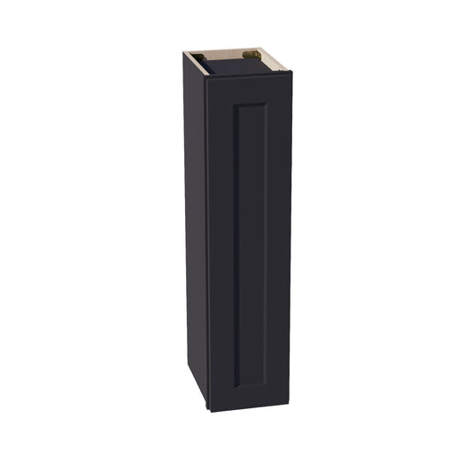 HE-W0936: Ebony Black Shaker 09"W x 36"H 1 Door & 2 Shelves Standard Wall Cabinet