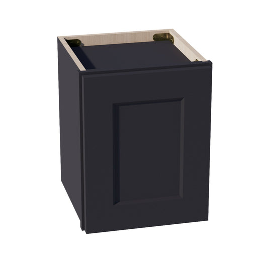 HE-W1215: Ebony Black Shaker 12"W x 15"H 1 Door Standard Wall Bridge Cabinet