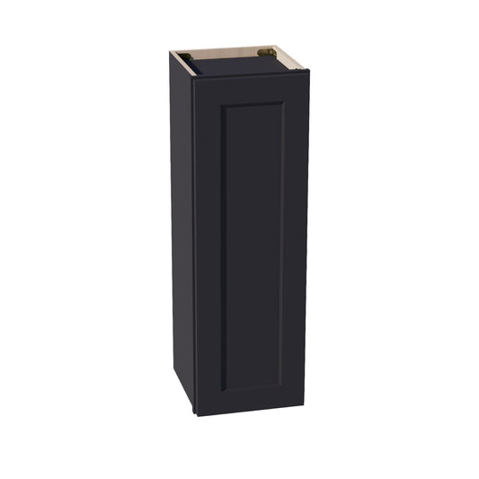 HE-W1236: Ebony Black Shaker 12"W x 36"H 1 Door & 2 Shelves Standard Wall Cabinet