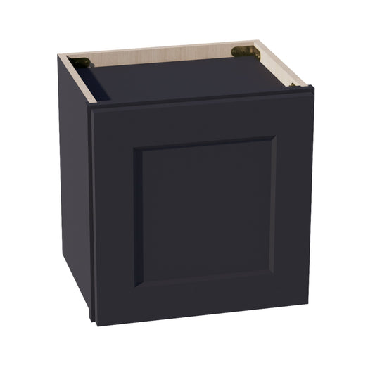 HE-W1515: Ebony Black Shaker 15"W x 15"H 1 Door Standard Wall Bridge Cabinet