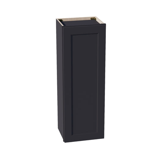 HE-W1542: Ebony Black Shaker 15"W x 42"H 1 Door & 3 Shelves Standard Wall Cabinet