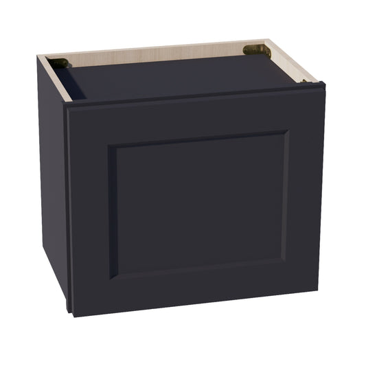 HE-W1815: Ebony Black Shaker 18"W x 15"H 1 Door Standard Wall Bridge Cabinet