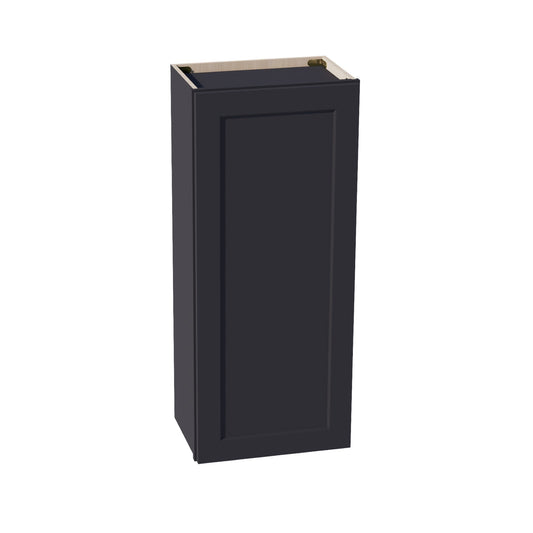 HE-W1842: Ebony Black Shaker 18"W x 42"H 1 Door & 3 Shelves Standard Wall Cabinet