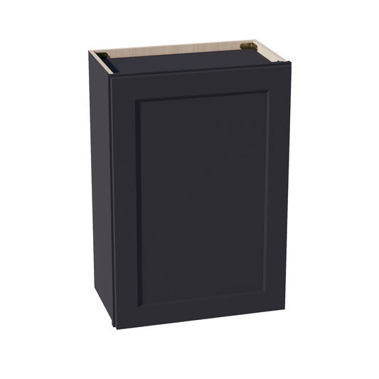 HE-W2130: Ebony Black Shaker 21"W x 30"H 1 Door & 2 Shelves Standard Wall Cabinet