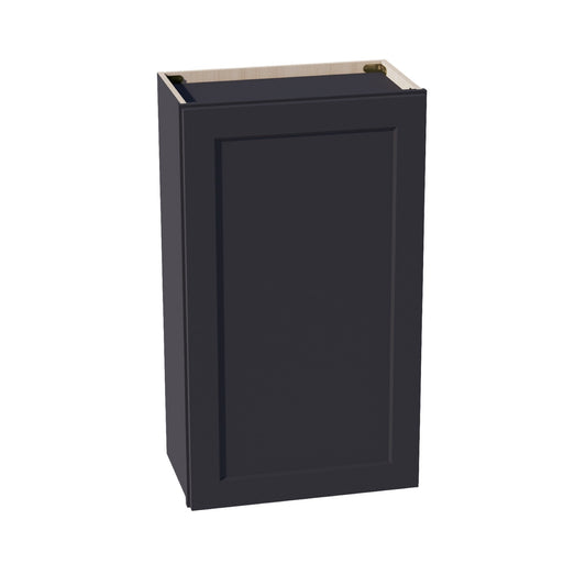 HE-W2136: Ebony Black Shaker 21"W x 36"H 1 Door & 2 Shelves Standard Wall Cabinet