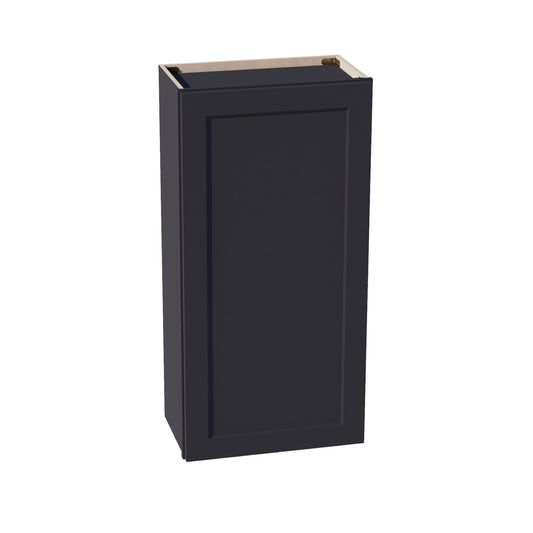 HE-W2142: Ebony Black Shaker 21"W x 42"H 1 Door & 3 Shelves Standard Wall Cabinet