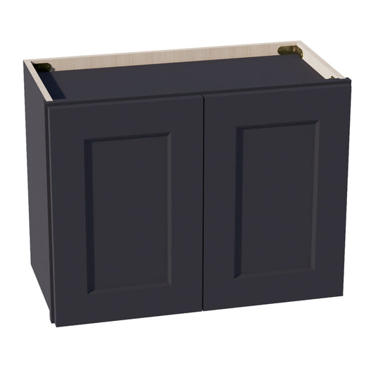 HE-W2418: Ebony Black Shaker 24"W x 18"H 2 Doors Standard Wall Bridge Cabinet