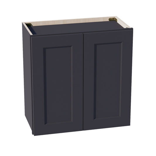 HE-W2424: Ebony Black Shaker 24"W x 24"H 2 Doors Standard Wall Bridge Cabinet