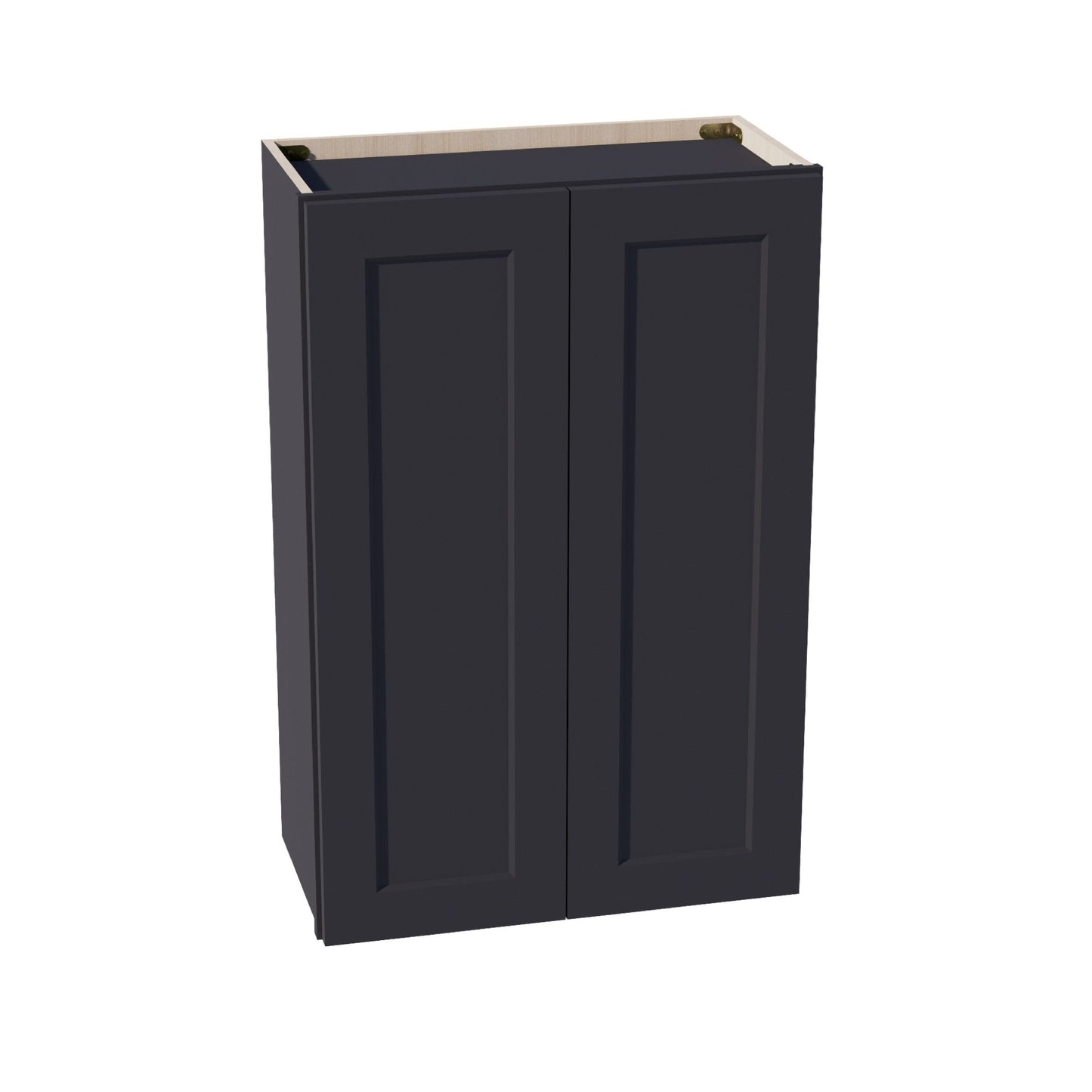 HE-W2436: Ebony Black Shaker 24"W x 36"H 2 Doors & 2 Shelves Standard Wall Cabinet