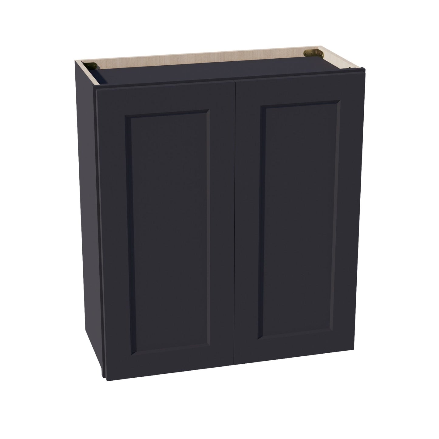 HE-W2730: Ebony Black Shaker 27"W x 30"H 2 Doors & 2 Shelves Standard Wall Cabinet