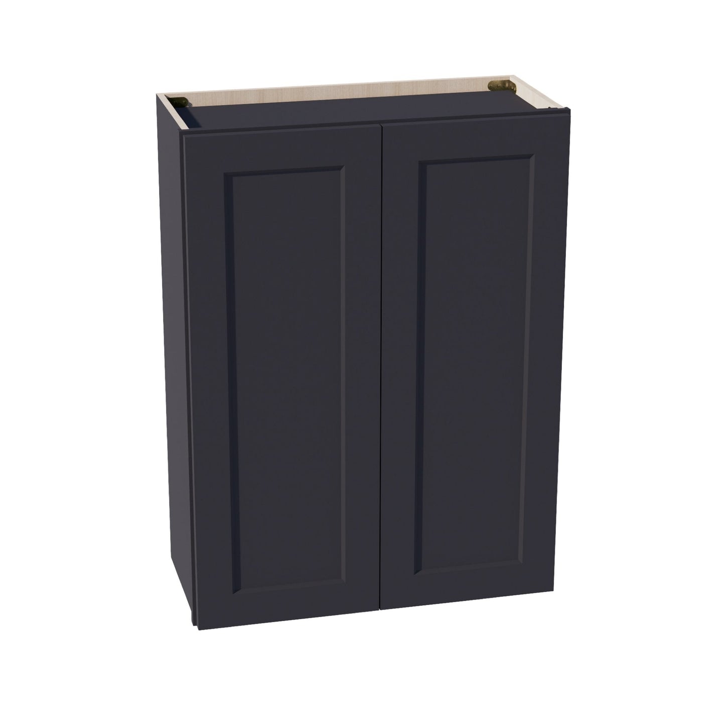 HE-W2736: Ebony Black Shaker 27"W x 36"H 2 Doors & 2 Shelves Standard Wall Cabinet