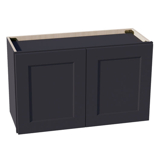 HE-W3018: Ebony Black Shaker 30"W x 18"H 2 Doors Standard Wall Bridge Cabinet