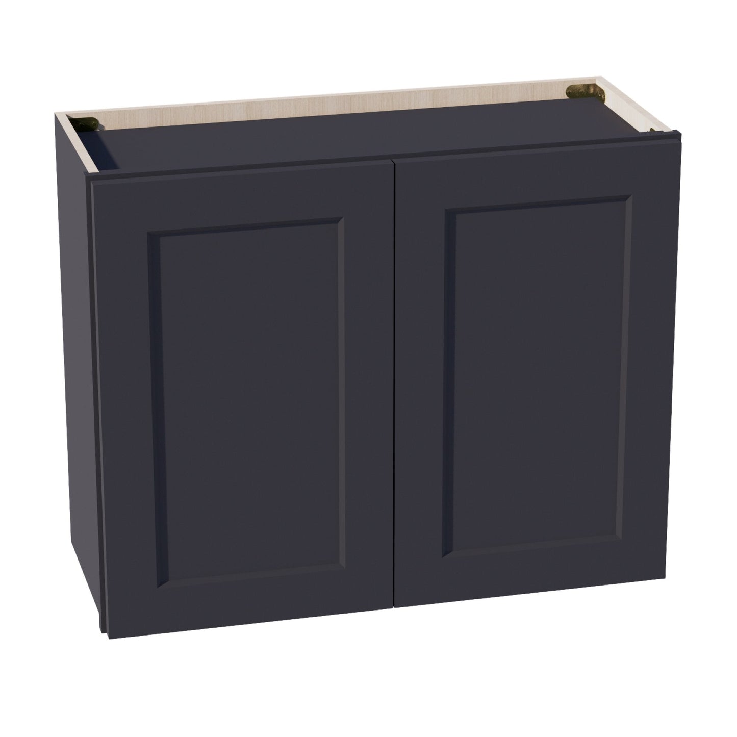 HE-W3024: Ebony Black Shaker 30"W x 24"H 2 Doors Standard Wall Bridge Cabinet