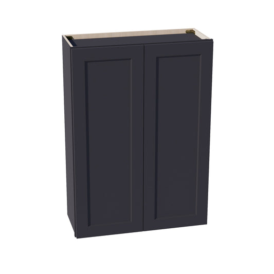 HE-W3042: Ebony Black Shaker 30"W x 42"H 2 Doors & 3 Shelves Standard Wall Cabinet