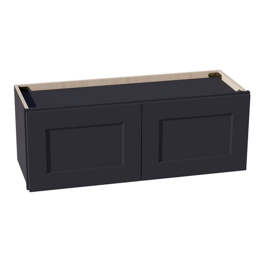 HE-W3312: Ebony Black Shaker 33"W x 12"H 2 Doors Standard Wall Bridge Cabinet