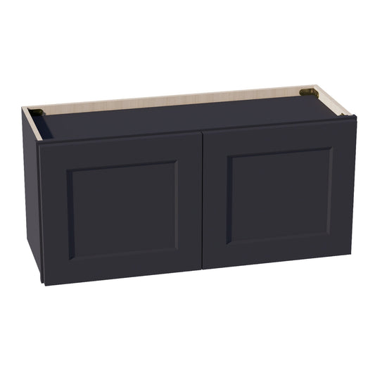 HE-W3315: Ebony Black Shaker 33"W x 15"H 2 Doors Standard Wall Bridge Cabinet