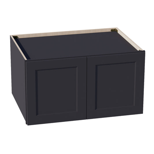 HE-W331824: Ebony Black Shaker 33"W x 18"H x 24"D 2 Doors Standard Bridge Wall Cabinet