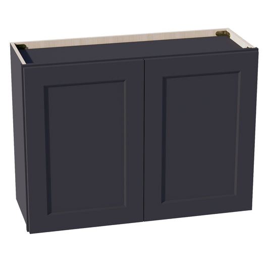 HE-W3324: Ebony Black Shaker 33"W x 24"H 2 Doors Standard Wall Bridge Cabinet