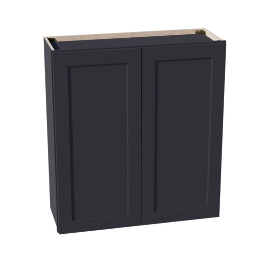 HE-W3336: Ebony Black Shaker 33"W x 36"H 2 Doors & 2 Shelves Standard Wall Cabinet