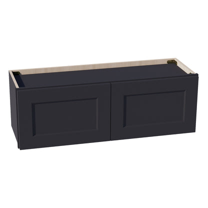 HE-W3612: Ebony Black Shaker 36"W x 12"H 2 Doors Standard Wall Bridge Cabinet