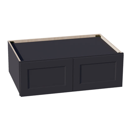 HE-W361224: Ebony Black Shaker 36"W x 12"H x 24"D 2 Doors Standard Bridge Wall Cabinet