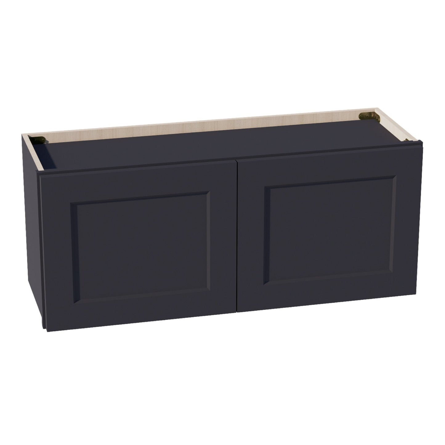 HE-W3615: Ebony Black Shaker 36"W x 15"H 2 Doors Standard Wall Bridge Cabinet