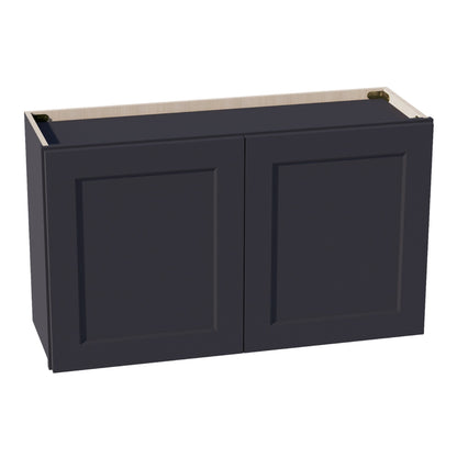 HE-W3621: Ebony Black Shaker 36"W x 21"H 2 Doors Standard Wall Bridge Cabinet