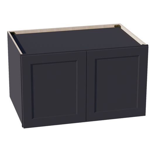 HE-W362124: Ebony Black Shaker 36"W x 21"H x 24"D 2 Doors & 1 Shelf Standard Bridge Wall Cabinet