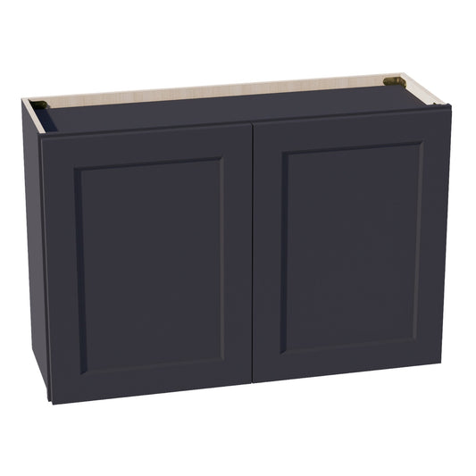 HE-W3624: Ebony Black Shaker 36"W x 24"H 2 Doors Standard Wall Bridge Cabinet