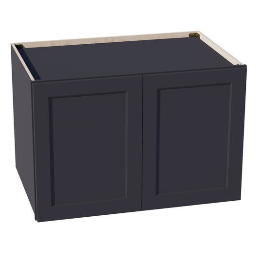 HE-W362424: Ebony Black Shaker 36"W x 24"H x 24"D 2 Doors & 1 Shelf Standard Bridge Wall Cabinet