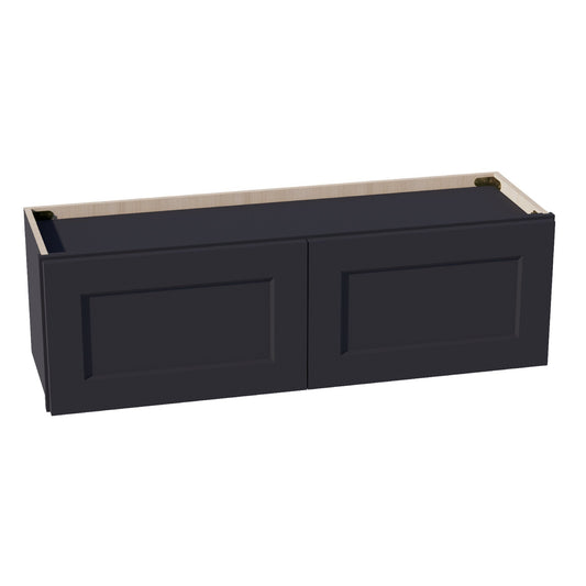 HE-W3912: Ebony Black Shaker 39"W x 12"H 2 Doors Standard Wall Bridge Cabinet