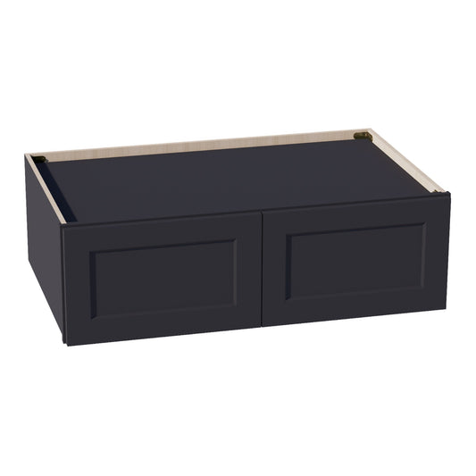 HE-W391224: Ebony Black Shaker 39"W x 12"H x 24"D 2 Doors Standard Bridge Wall Cabinet