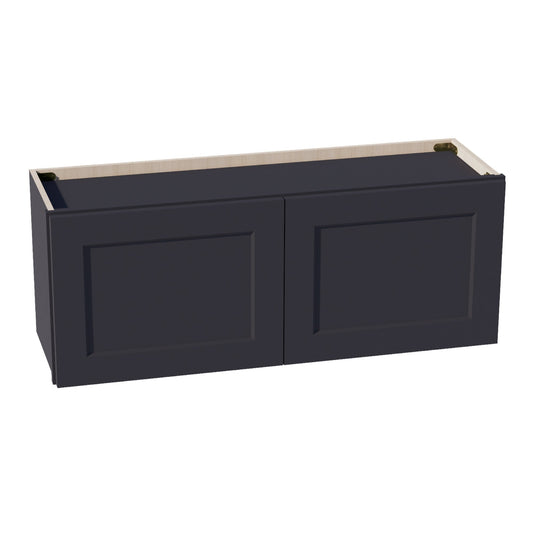 HE-W3915: Ebony Black Shaker 39"W x 15"H 2 Doors Standard Wall Bridge Cabinet