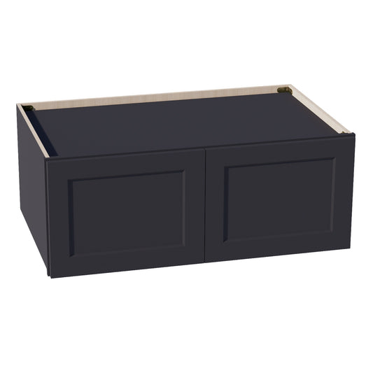 HE-W391524: Ebony Black Shaker 39"W x 15"H x 24"D 2 Doors Standard Bridge Wall Cabinet