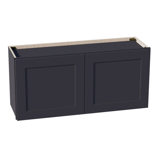 HE-W3918: Ebony Black Shaker 39"W x 18"H 2 Doors Standard Wall Bridge Cabinet