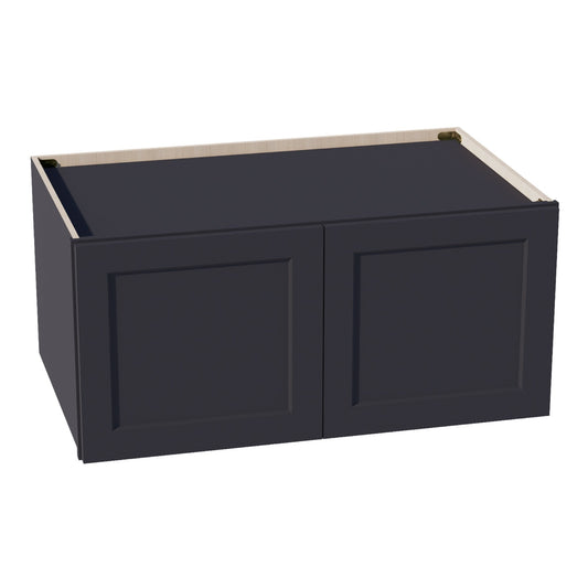 HE-W391824: Ebony Black Shaker 39"W x 18"H x 24"D 2 Doors Standard Bridge Wall Cabinet