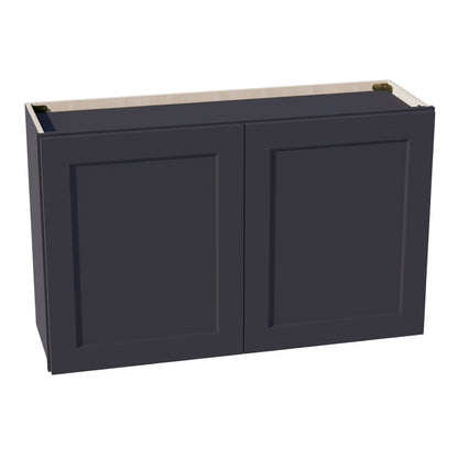 HE-W3924: Ebony Black Shaker 39"W x 24"H 2 Doors Standard Wall Bridge Cabinet