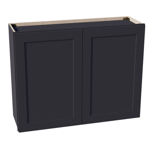 HE-W3930: Ebony Black Shaker 39"W x 30"H 2 Doors & 2 Shelves Standard Wall Cabinet