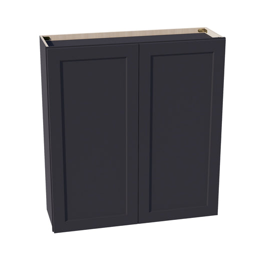 HE-W3942: Ebony Black Shaker 39"W x 42"H 2 Doors & 3 Shelves Standard Wall Cabinet