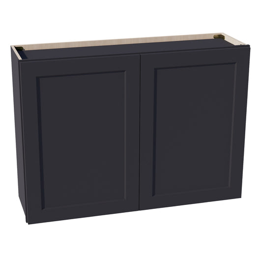 HE-W4230: Ebony Black Shaker 42"W x 30"H 2 Doors & 2 Shelves Standard Wall Cabinet