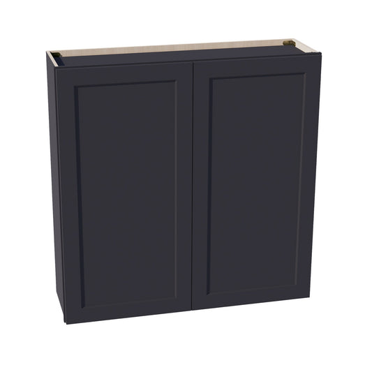 HE-W4242: Ebony Black Shaker 42"W x 42"H 2 Doors & 3 Shelves Standard Wall Cabinet