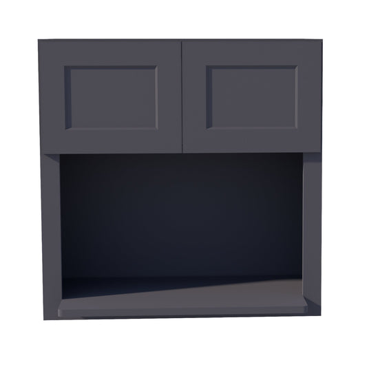 HE-WM3030: Ebony Black Shaker 30"W x 30"H 2 Doors Wall Built-in Microwave Cabinets