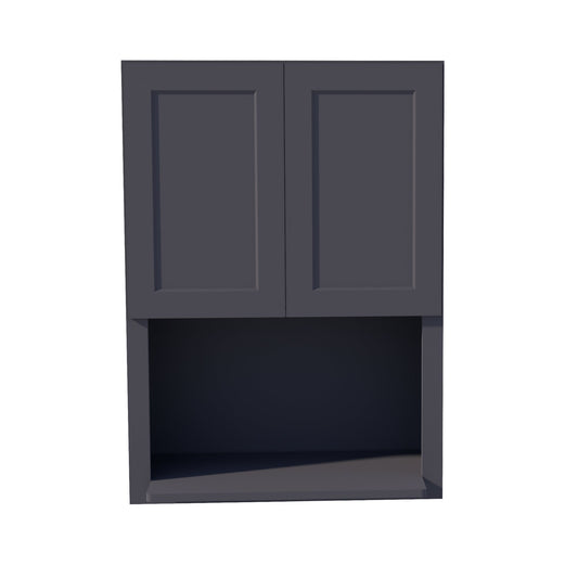 HE-WM3042: Ebony Black Shaker 30"W x 42"H 2 Door & 1 Shelf Wall Built-in Microwave Cabinets