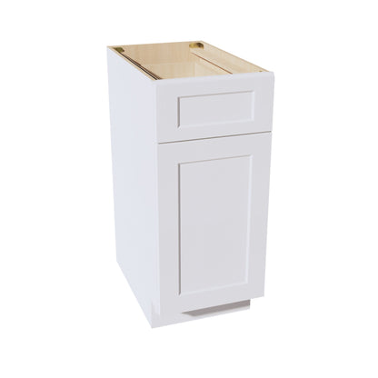 HF-B15: Frost White Shaker 15" 1 Drawer 1 Door Standard Base Cabinet