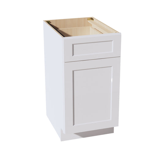 HF-B18TR: Frost White Shaker 18" 1 Drawer Trash Pull Out Base Cabinet