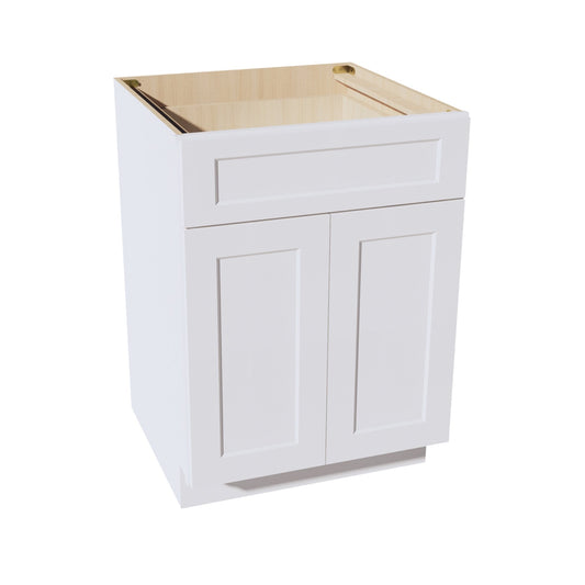 HF-B24: Frost White Shaker 24" 1 Drawer 2 Doors Standard Base Cabinet