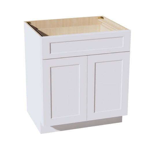 HF-B30: Frost White Shaker 30" 1 Drawer 2 Door Standard Base Cabinet