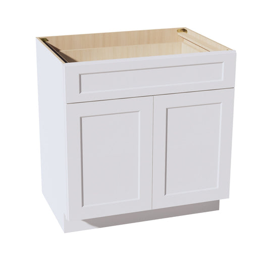 HF-B33: Frost White Shaker 33" 1 Drawer 2 Doors Standard Base Cabinet