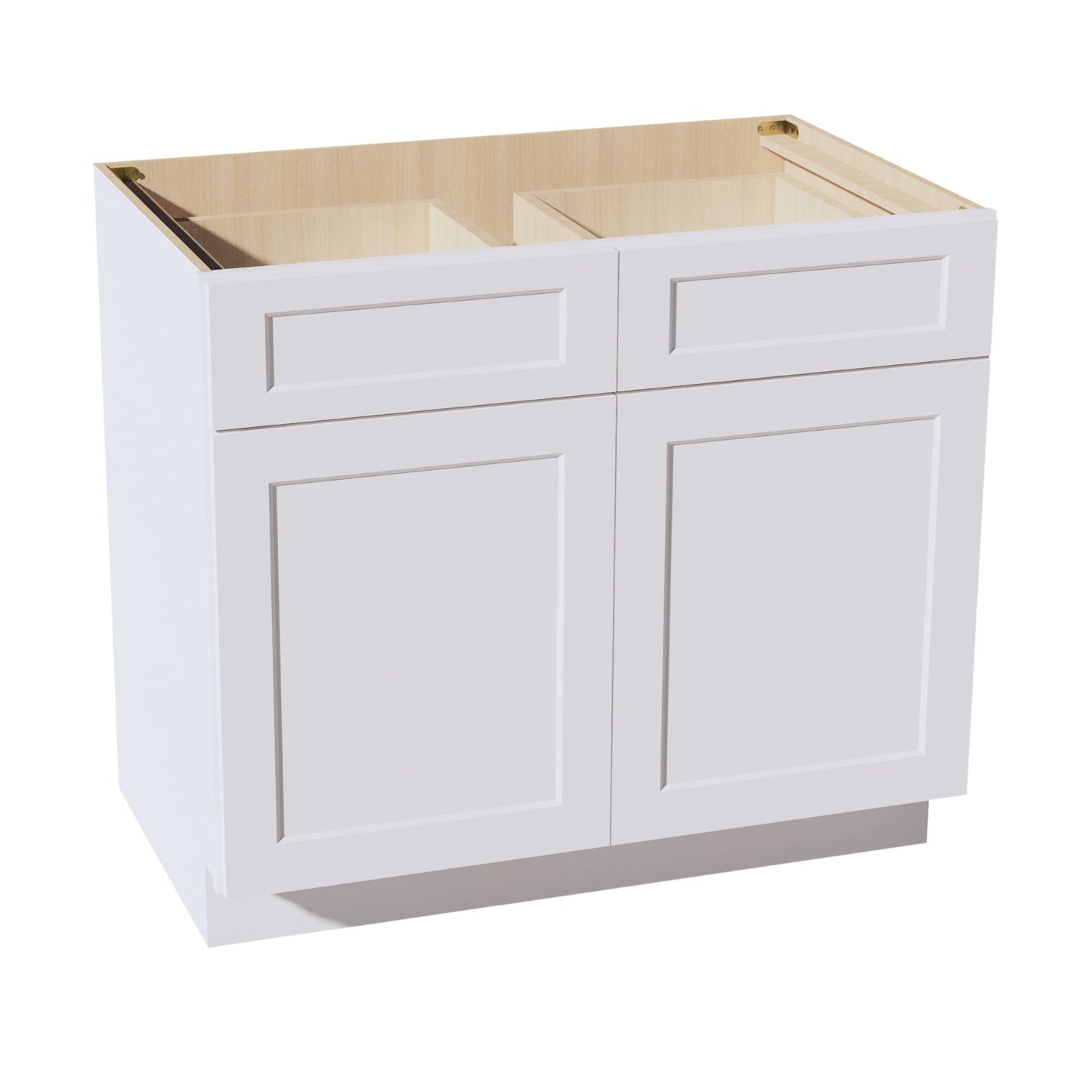 HF-B39: Frost White Shaker 39" 2 Drawers 2 Doors Standard Base Cabinet